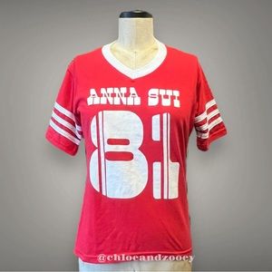 ANNA SUI Vintage 81 Football Inspired Tee Top Streetwear Retro Sport NYC 90s